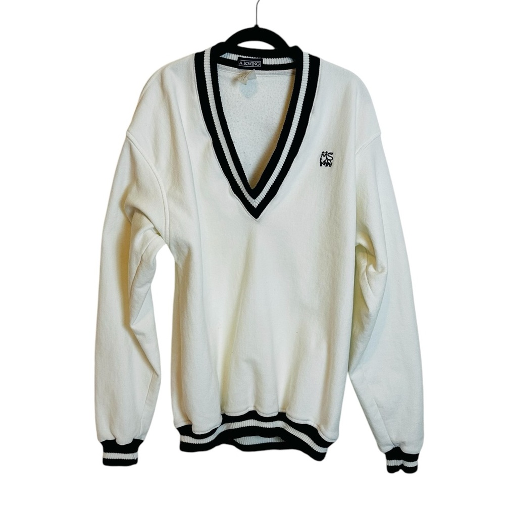 Vintage 80s LA Loving V Neck Pullover Sweater Preppy